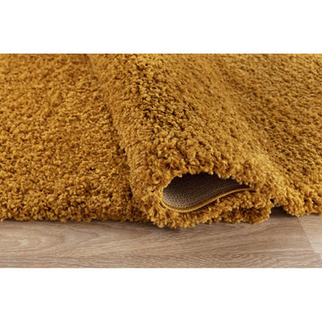 Oxford OXF00 Plain Plush Soft Stain-Resistant Textured Polypropylene Shaggy Gold Round Rug-Desire Rugs-Rug Love - The Most Loved Rug Store